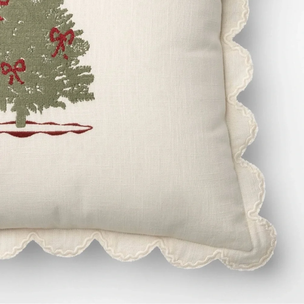 Studio McGee Holiday Christmas Tree Throw Pillow with Scalloped Edges NEW